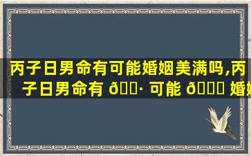 丙子日男命有可能婚姻美满吗,丙子日男命有 🌷 可能 🐞 婚姻美满吗